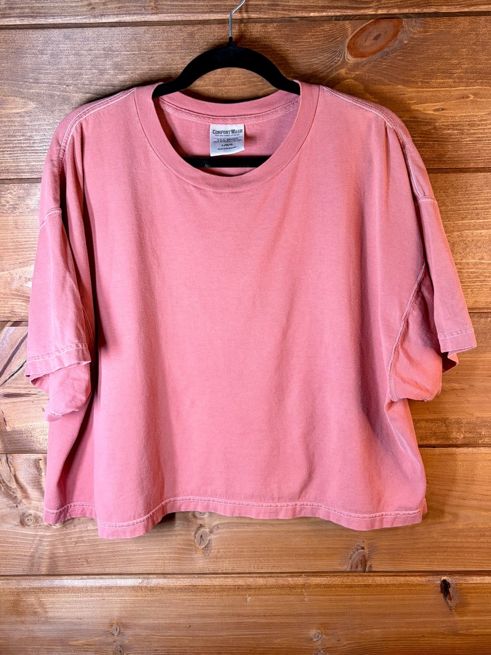 ComfortWash 100% Cotton Oversized Cropped Box Tee in Dusty Coral Pink Size L 🌸